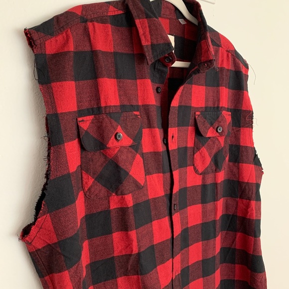 Fear of God FOG Sleeveless cutoff flannel longline - Picture 5 of 9